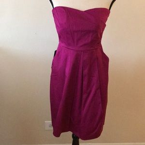The Limited Strapless magenta dress w/ pockets